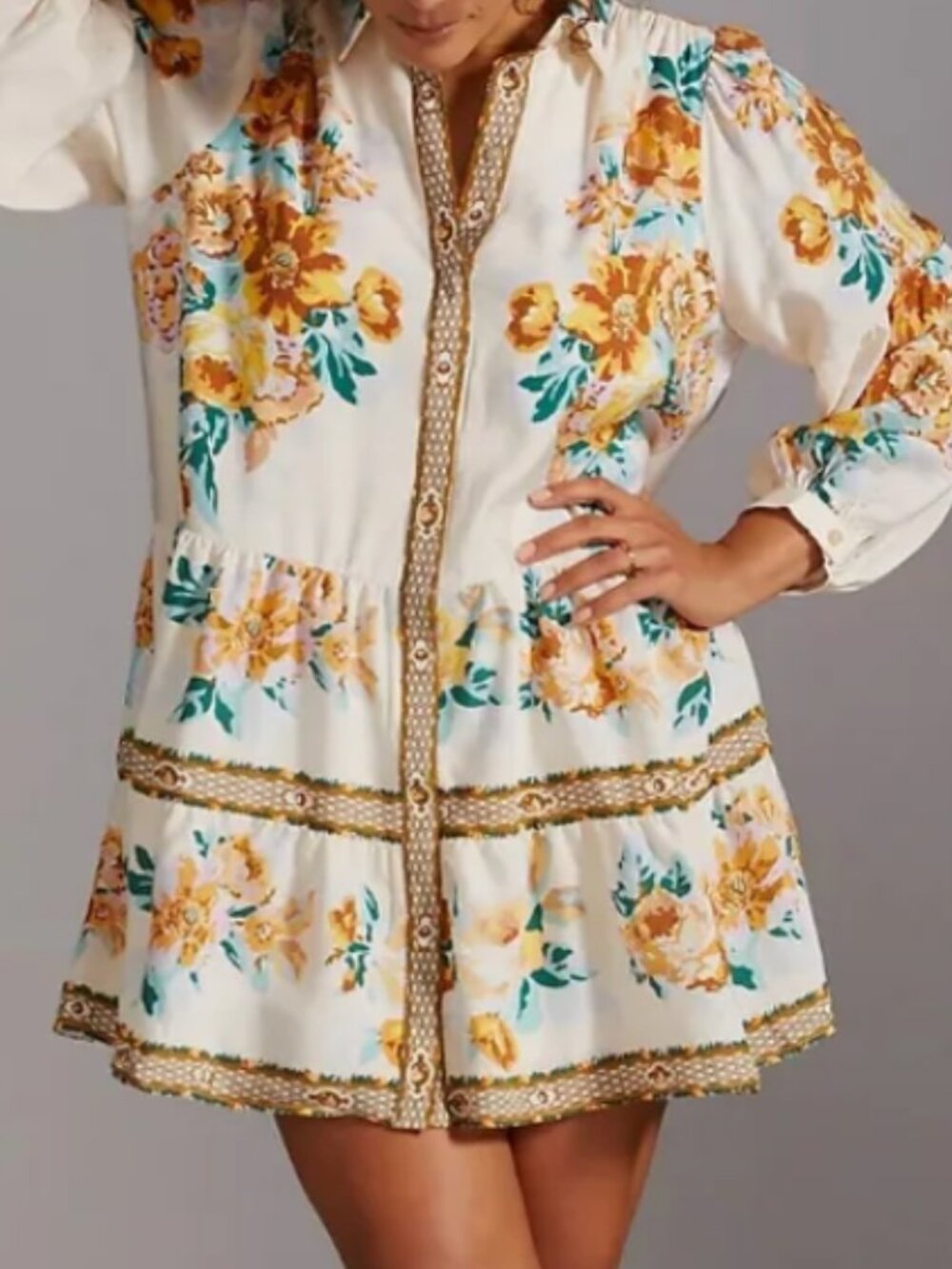 Anthropologie Panel Print Floral Shirt Dress